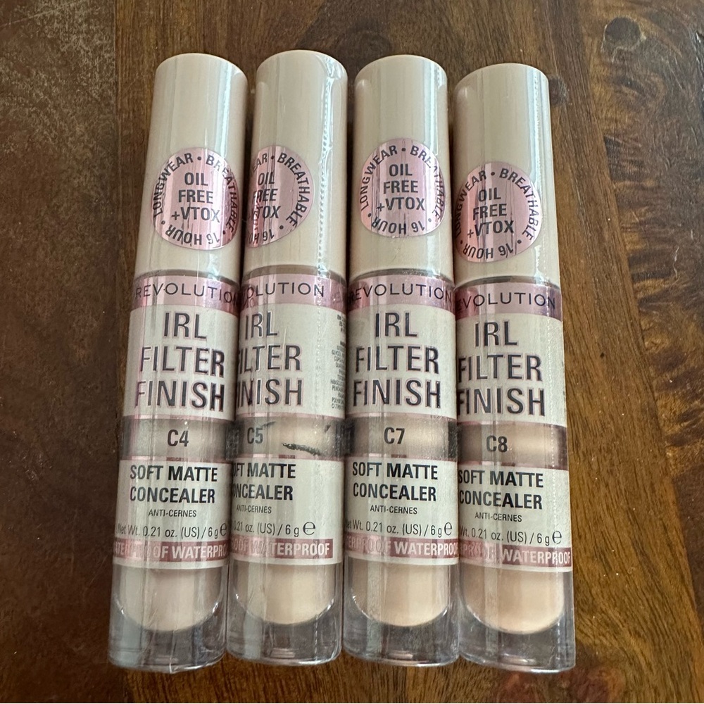 Revolution IRL filter finish soft matte concealer set of 4 NEW C4 C5 C7 C8